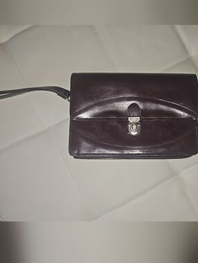 Vintage Dark Brown Leather Shoulder Clutch